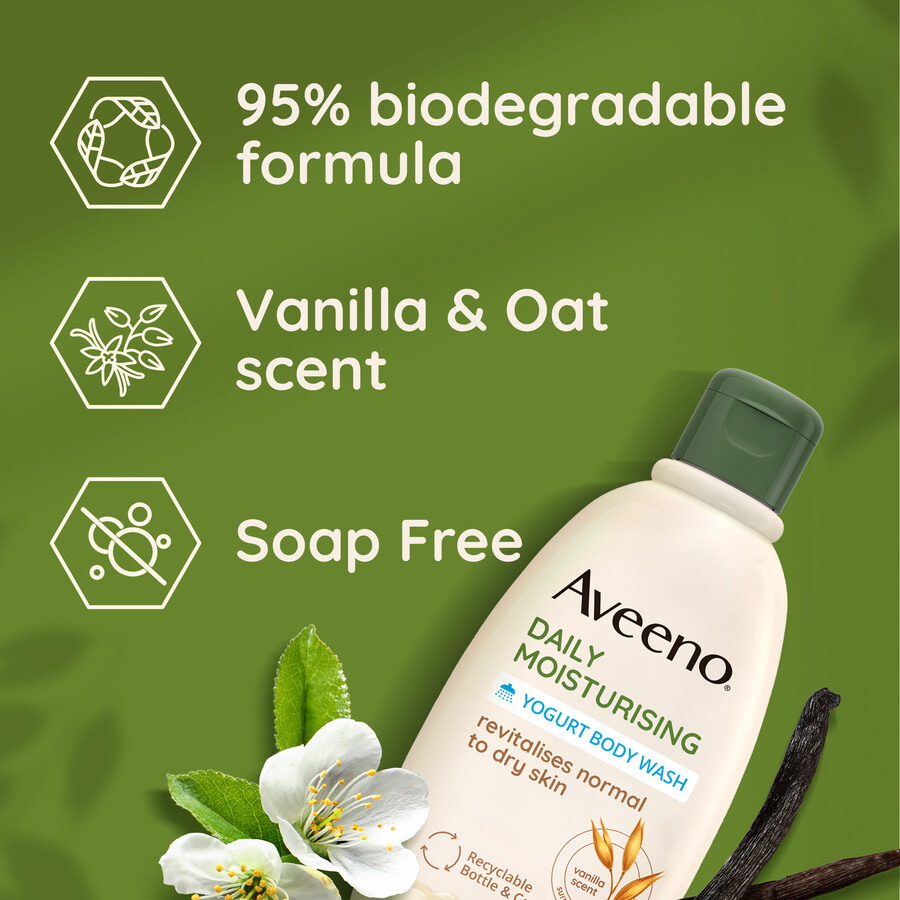 tägliche feuchtigkeitsspendende joghurt-duschlotion vanille- haferduft aveeno