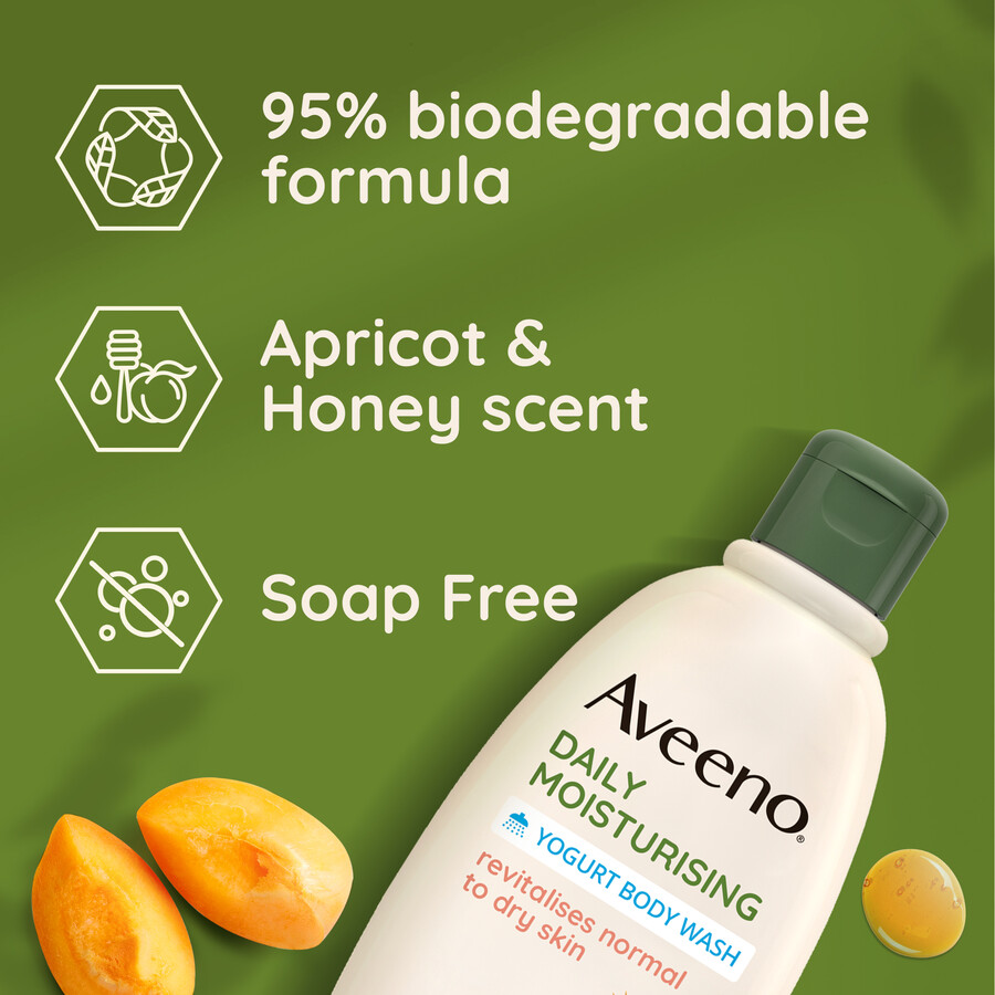 tägliches feuchtigkeitsspendendes joghurt-duschgel aprikose honig aveeno